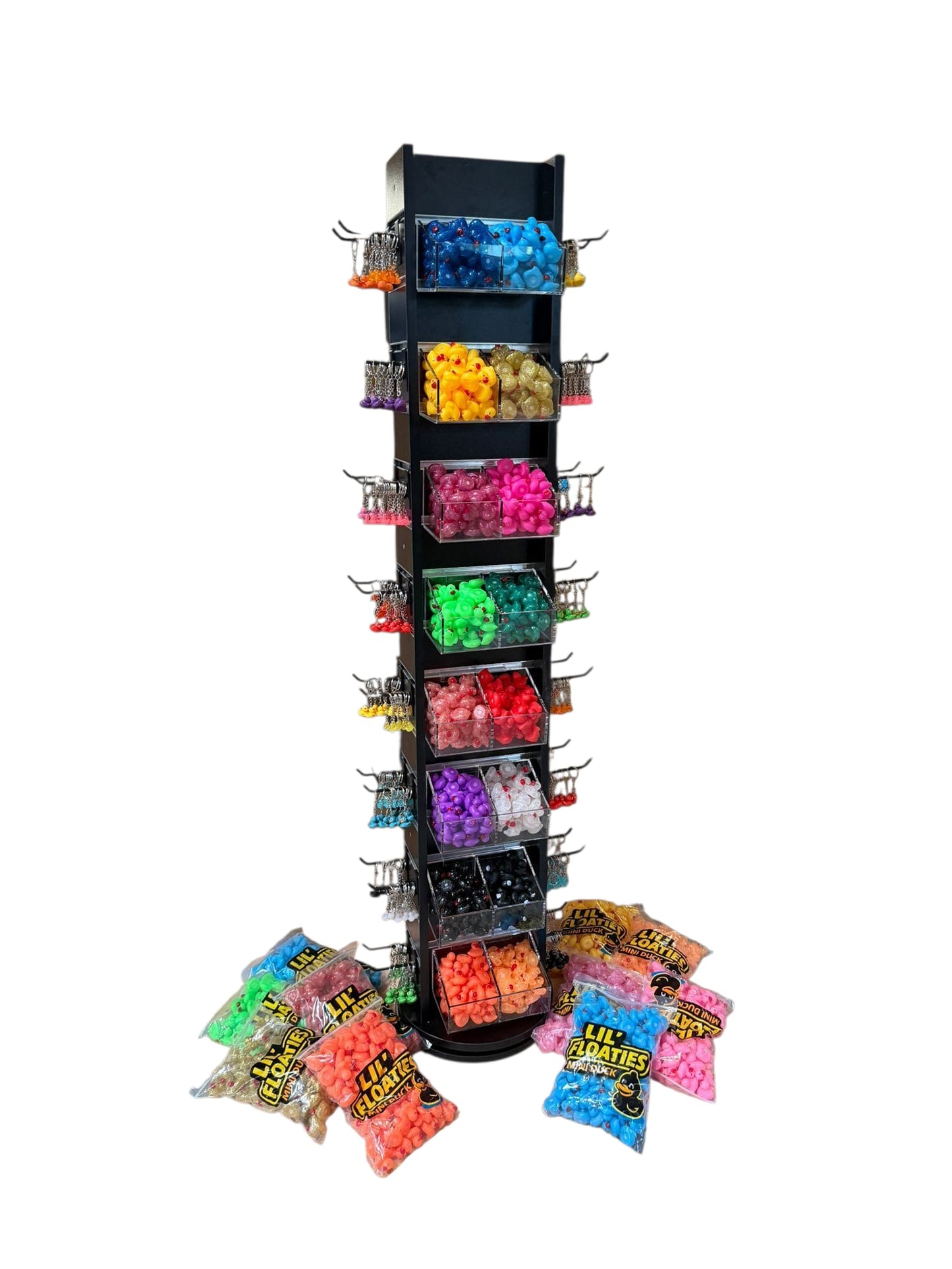 Display lil  Floaties rack including 16 acrylic boxes