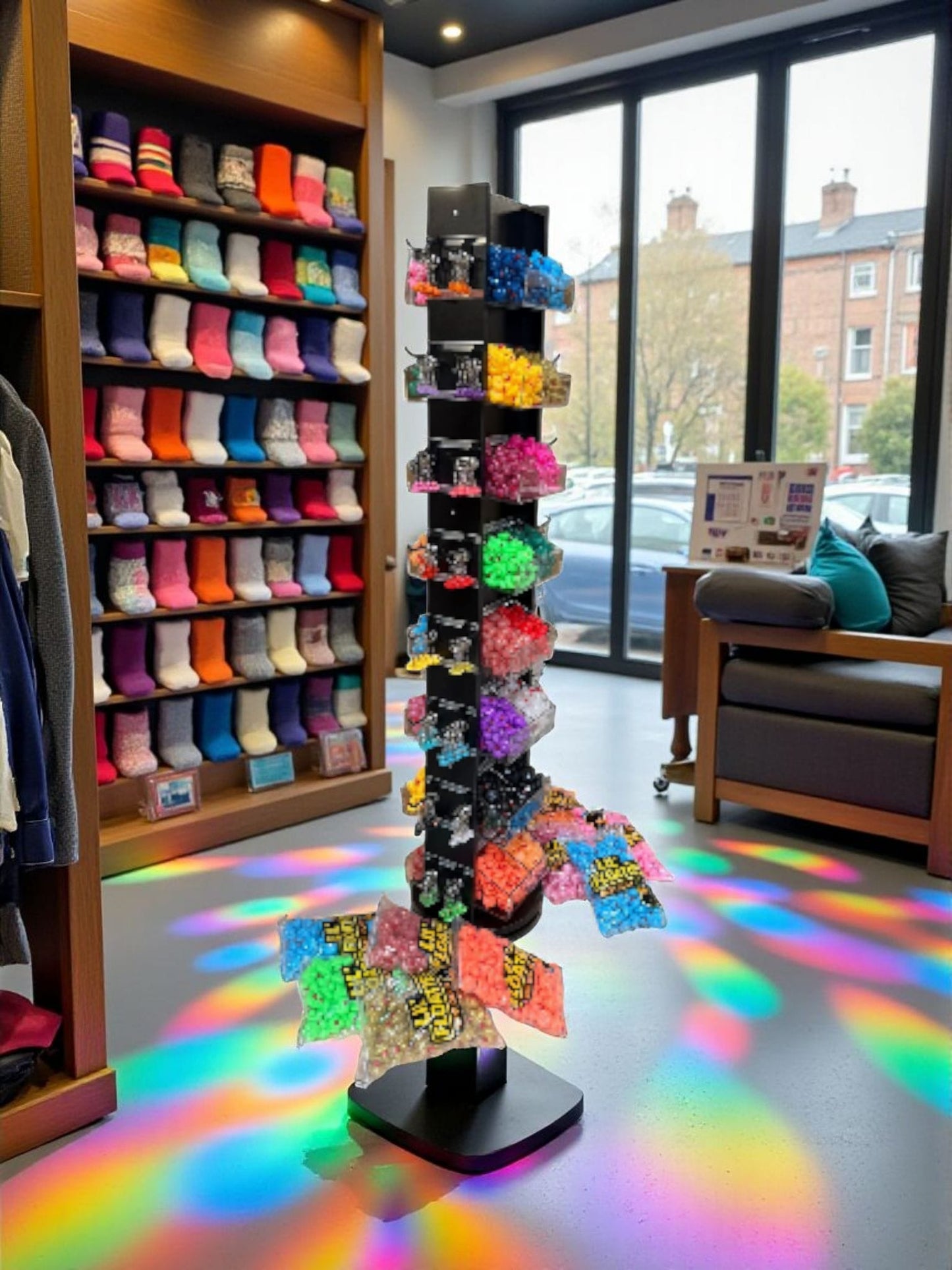 Display lil  Floaties rack including 16 acrylic boxes